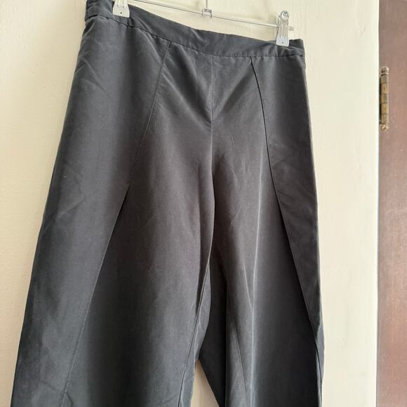 SAMANTHA DRU | Anthropologie Black Cupro Tie Ankle Split Pants medium Minimalist - Picture 3 of 7
